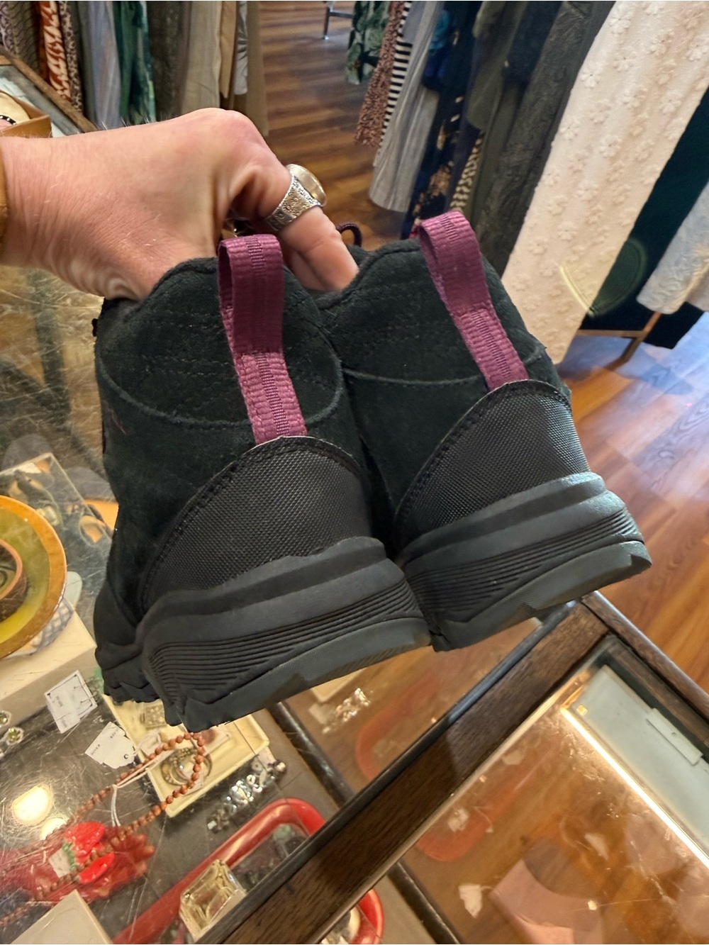 Merrell Black Suede Hiking Boots with Purple Accents size 6.5 - Picture 3 of 6